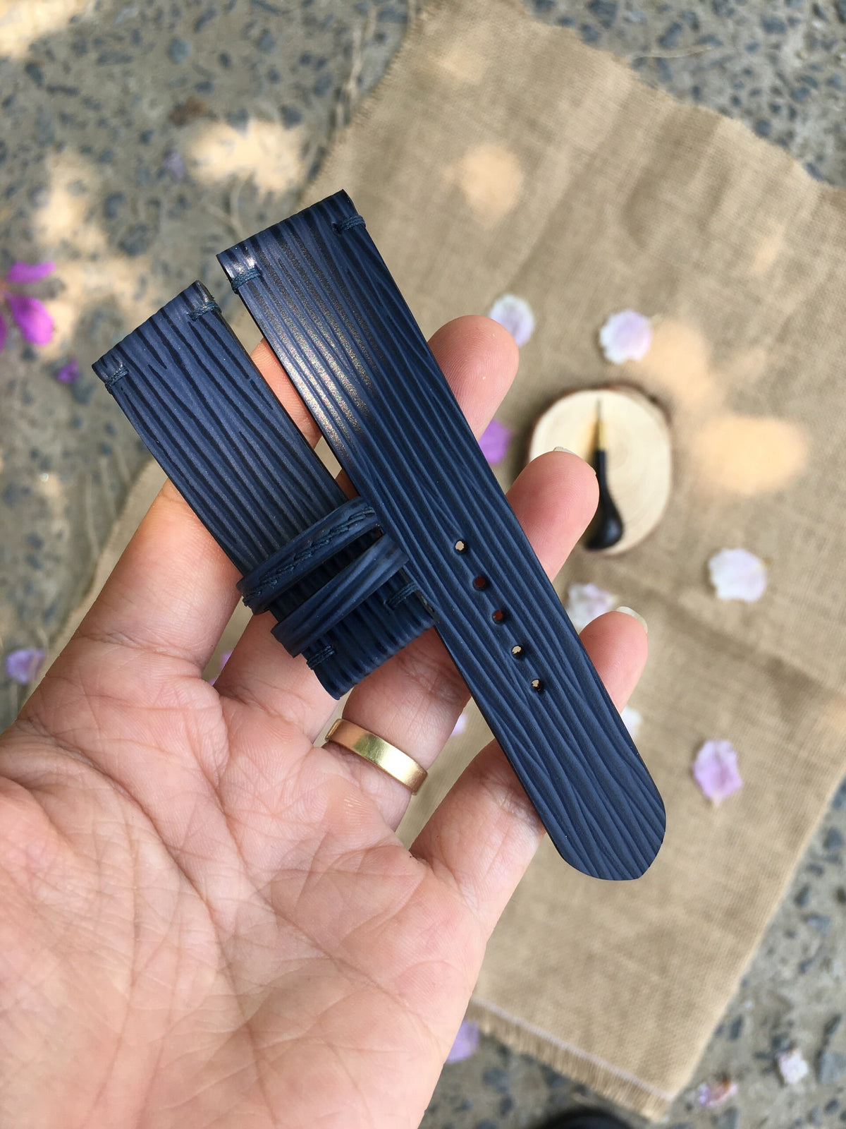 Blue Epi Leather Watch Strap – Handmade Custom Fit
