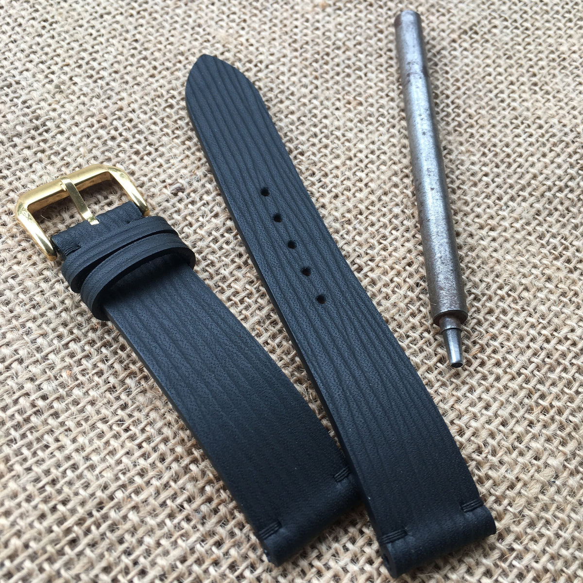 Epi Leather Watch Strap – Black Handmade Leather Band