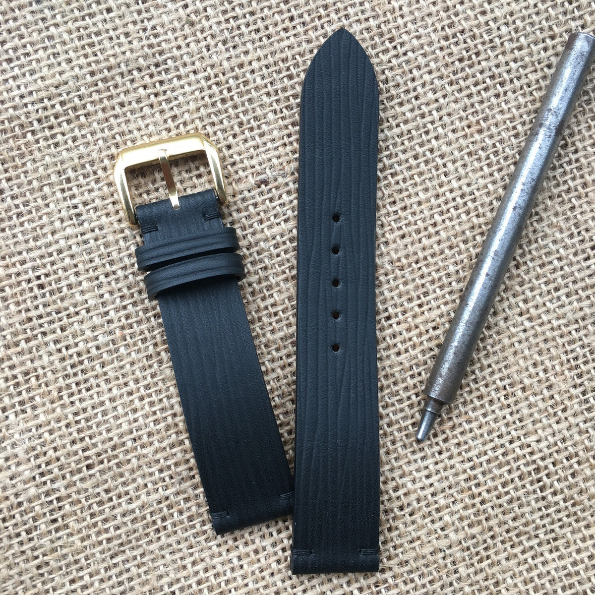 Epi Leather Watch Strap – Black Handmade Leather Band