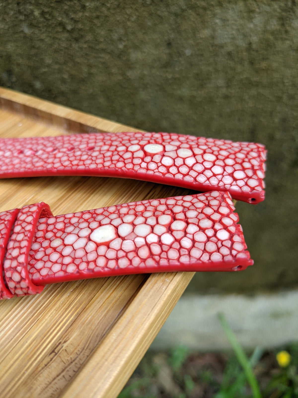 Red Stingray Leather Watch Band: Handmade Personalized Strap