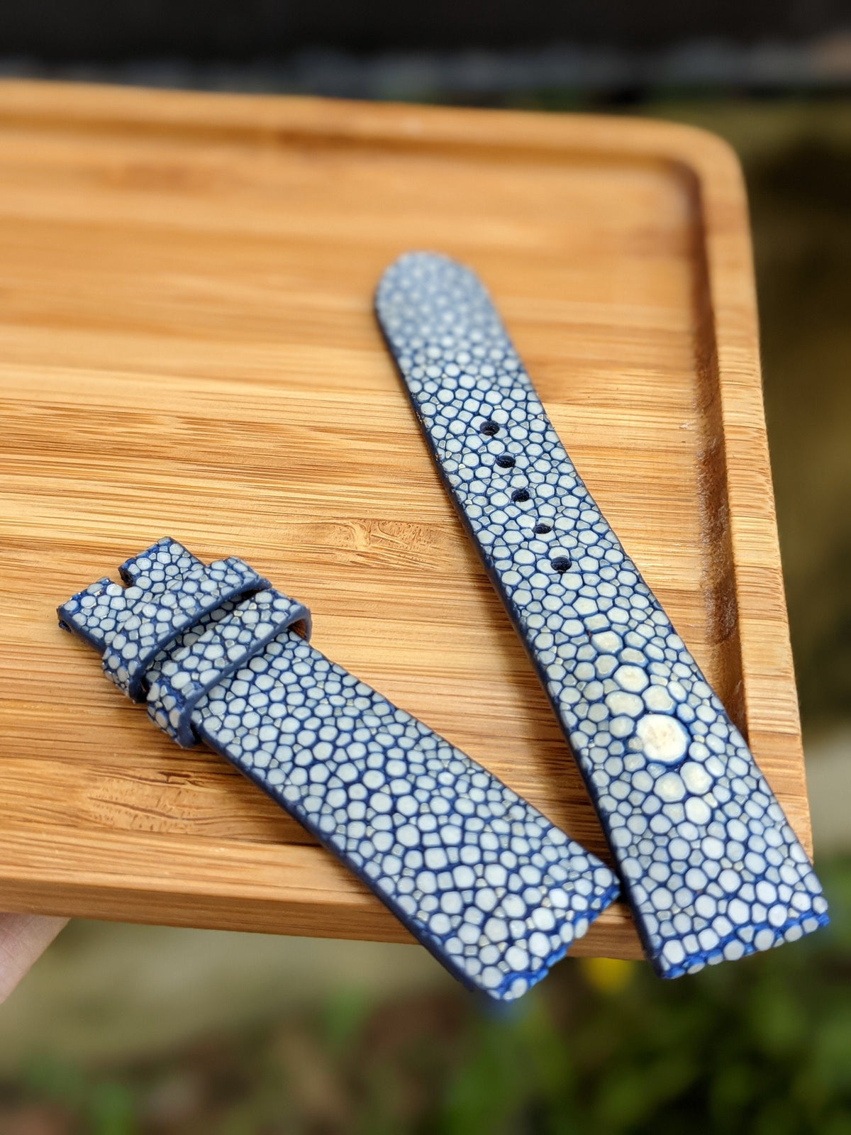 Blue Stingray Leather Watch Strap – Handmade Personalized | 18mm to 24mm