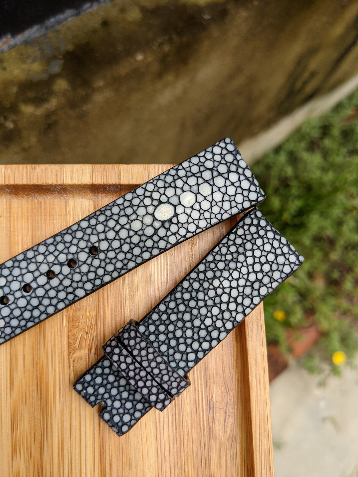 Handmade Black Stingray Leather Watch Band, Personalized Gift