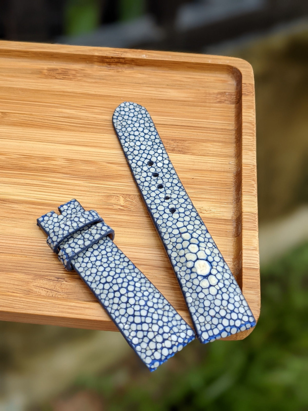 Blue Stingray Leather Watch Strap – Handmade Personalized | 18mm to 24mm