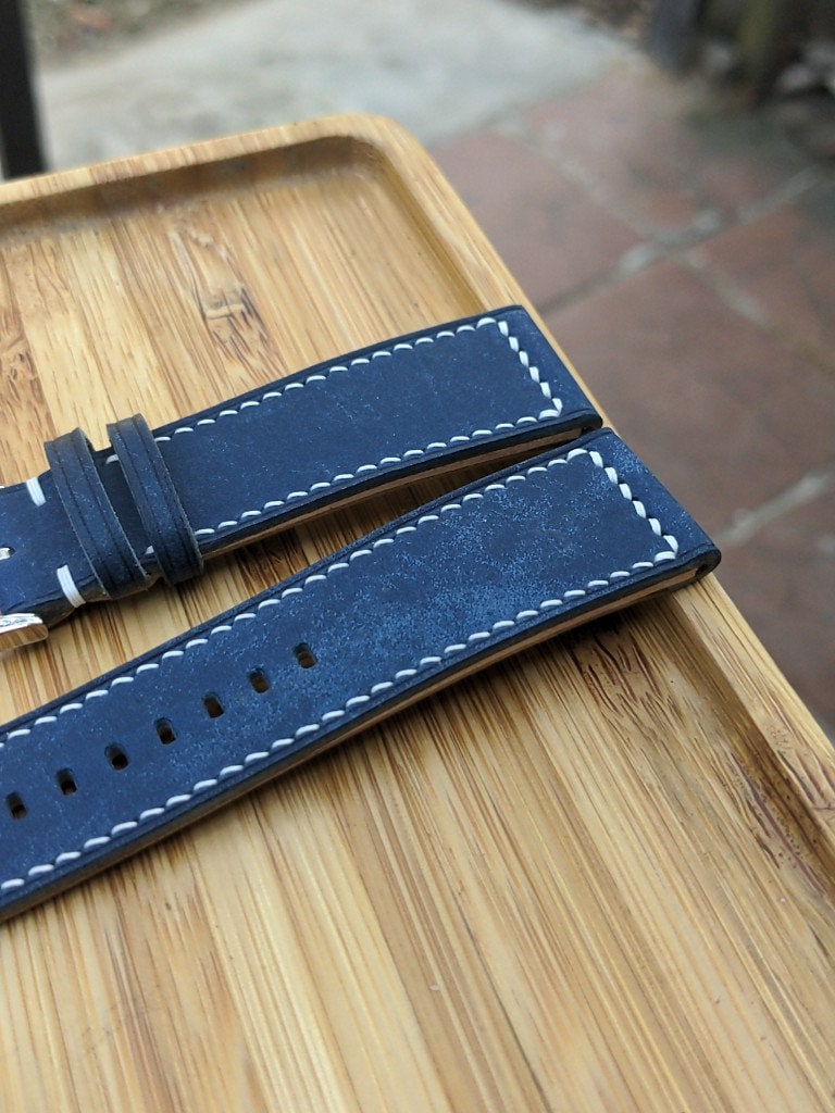 Maya Handmade Leather Watch Strap – Vintage Style, 16–24mm
