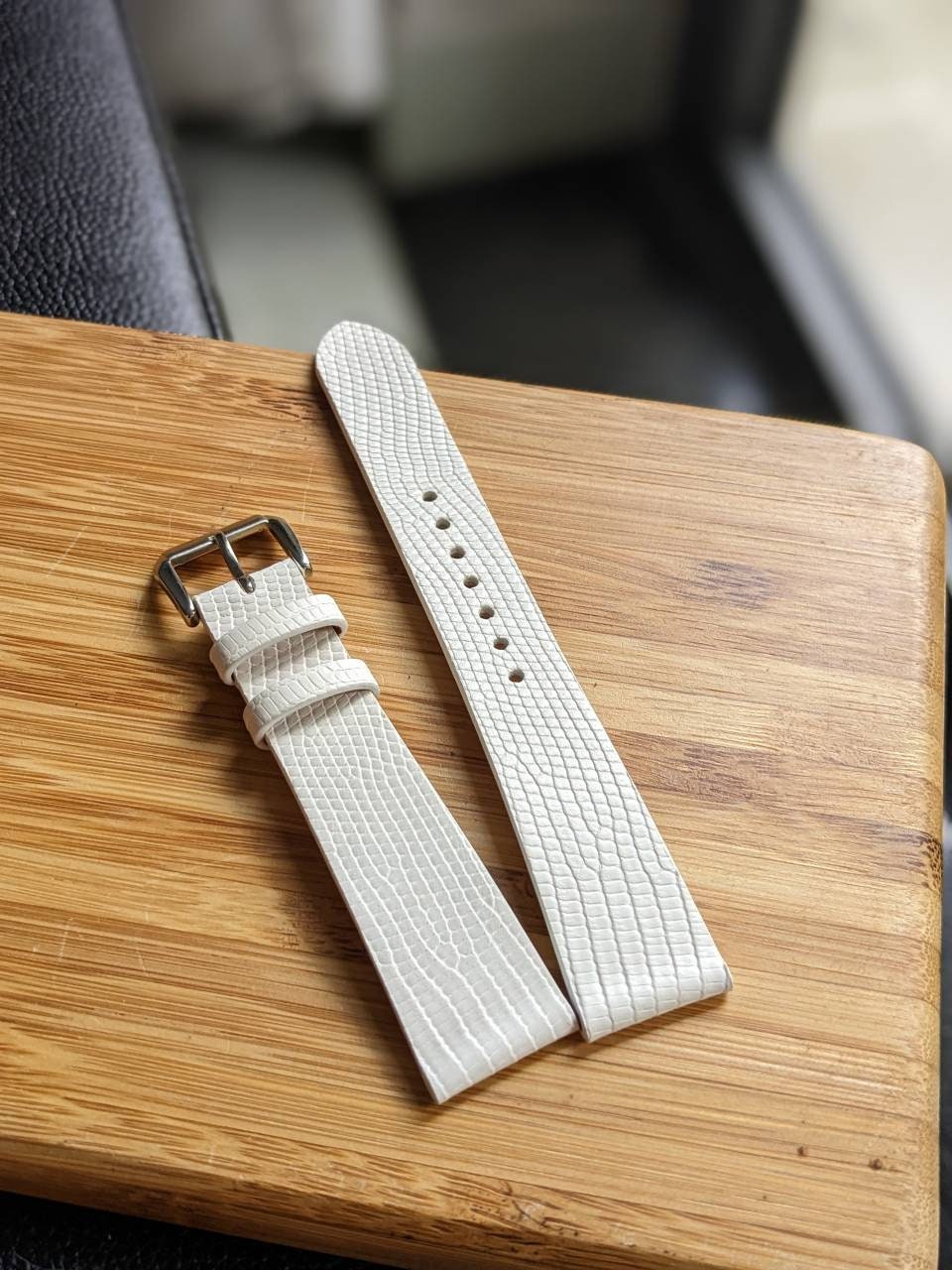 Lizard Leather Watch Band: Handmade Personalized Strap (18mm-24mm)