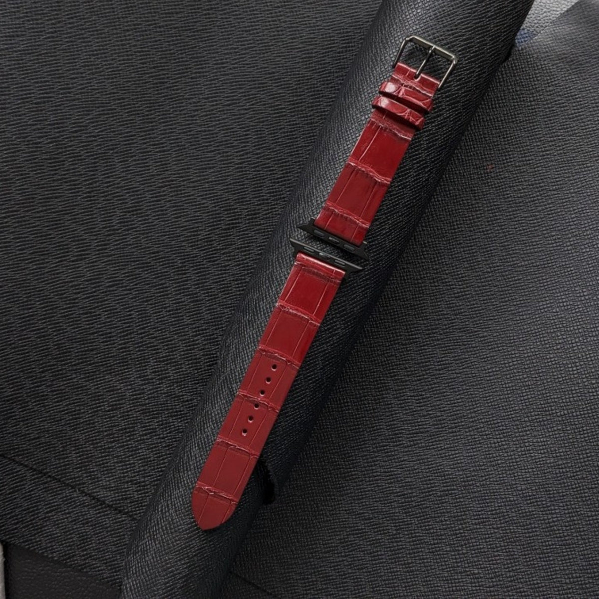 Bordeaux Alligator Leather For Apple Watch Watch band size 18mm-24mm