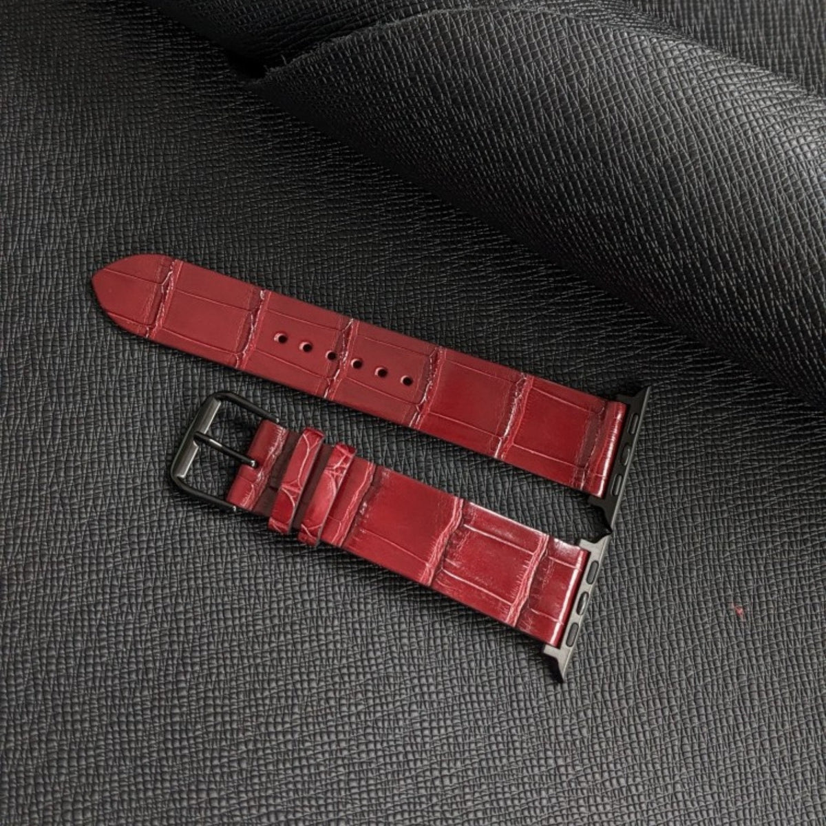 Bordeaux Alligator Leather For Apple Watch Watch band size 18mm-24mm