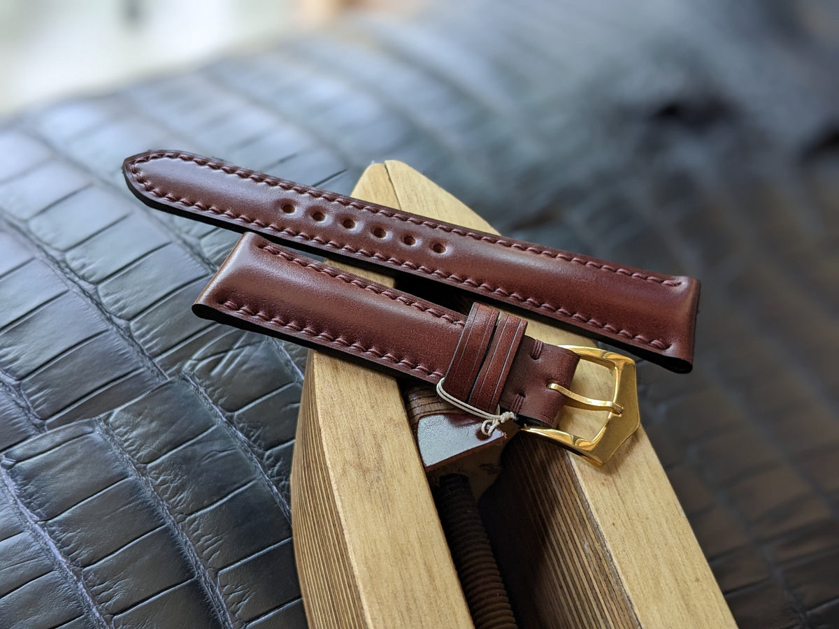 Brown Horween Shell Cordovan Watch Strap – Handmade | 18mm to 24mm