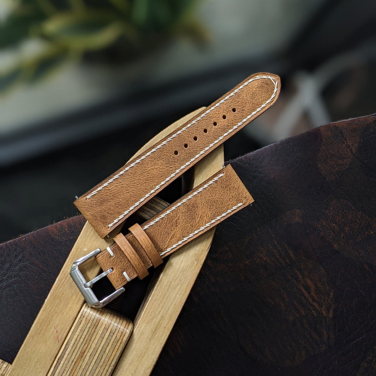 Crazy Horse Leather Watch Strap, Quick Release, Personalized Gift