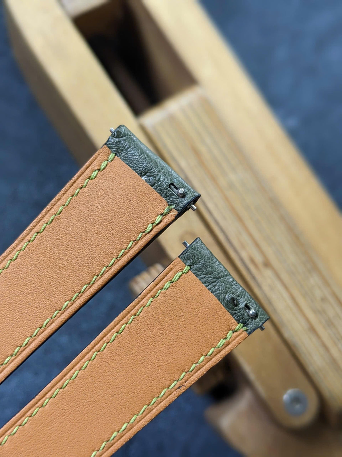 Olive Ostrich Leather Watch Strap – Quick Release | Handmade | 18mm to 24mm
