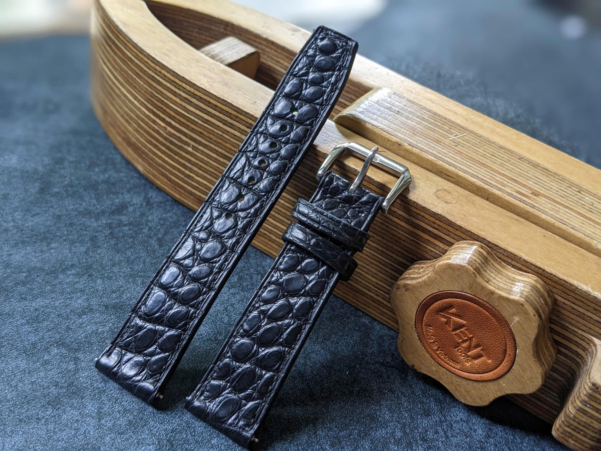 Flank Alligator Watch Strap Handmade Leather I Watch band size 18mm,20mm,22mm,24mm