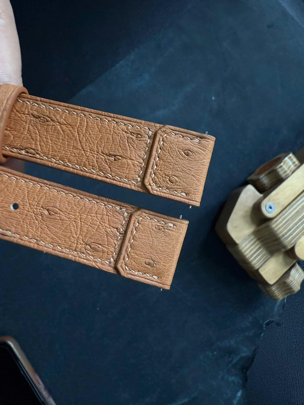 Brown Ostrich Leather Watch Strap – Quick Release, Handmade