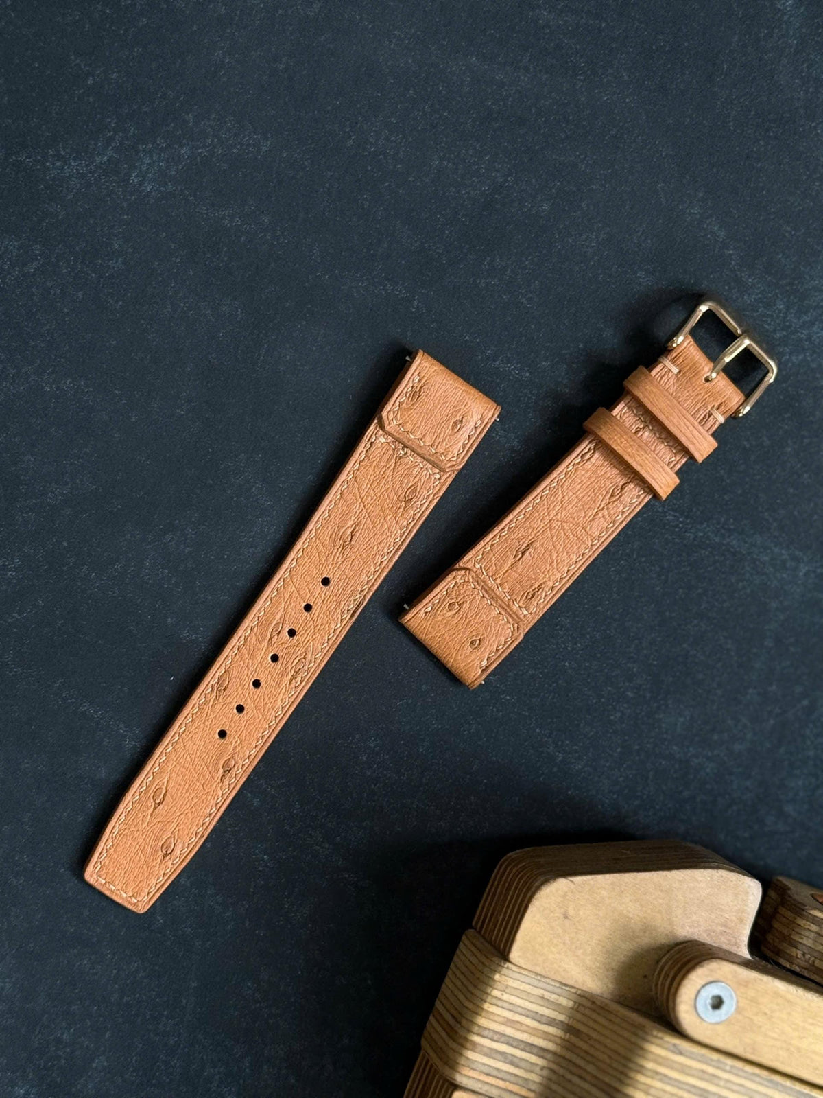 Brown Ostrich Leather Watch Strap – Quick Release, Handmade