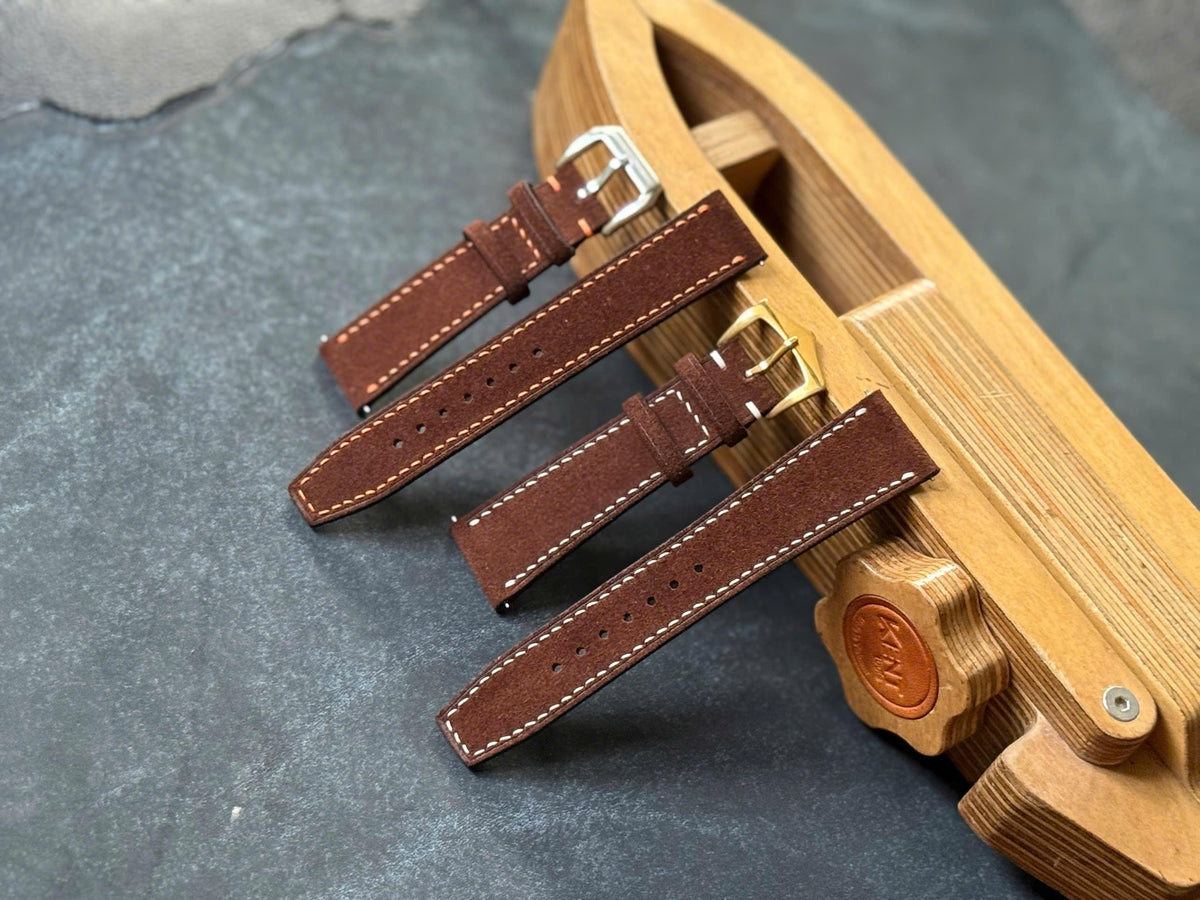 Brown Italian Suede Watch Strap – Hand-Stitched Zabri Leather
