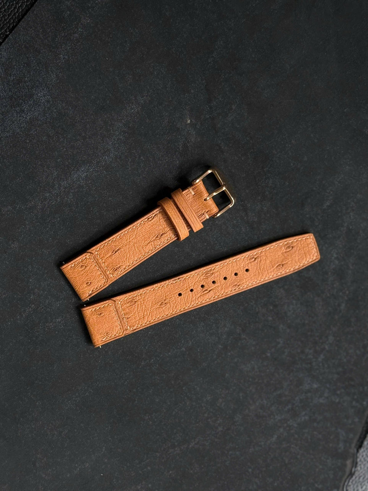 Brown Ostrich Leather Watch Strap – Quick Release, Handmade