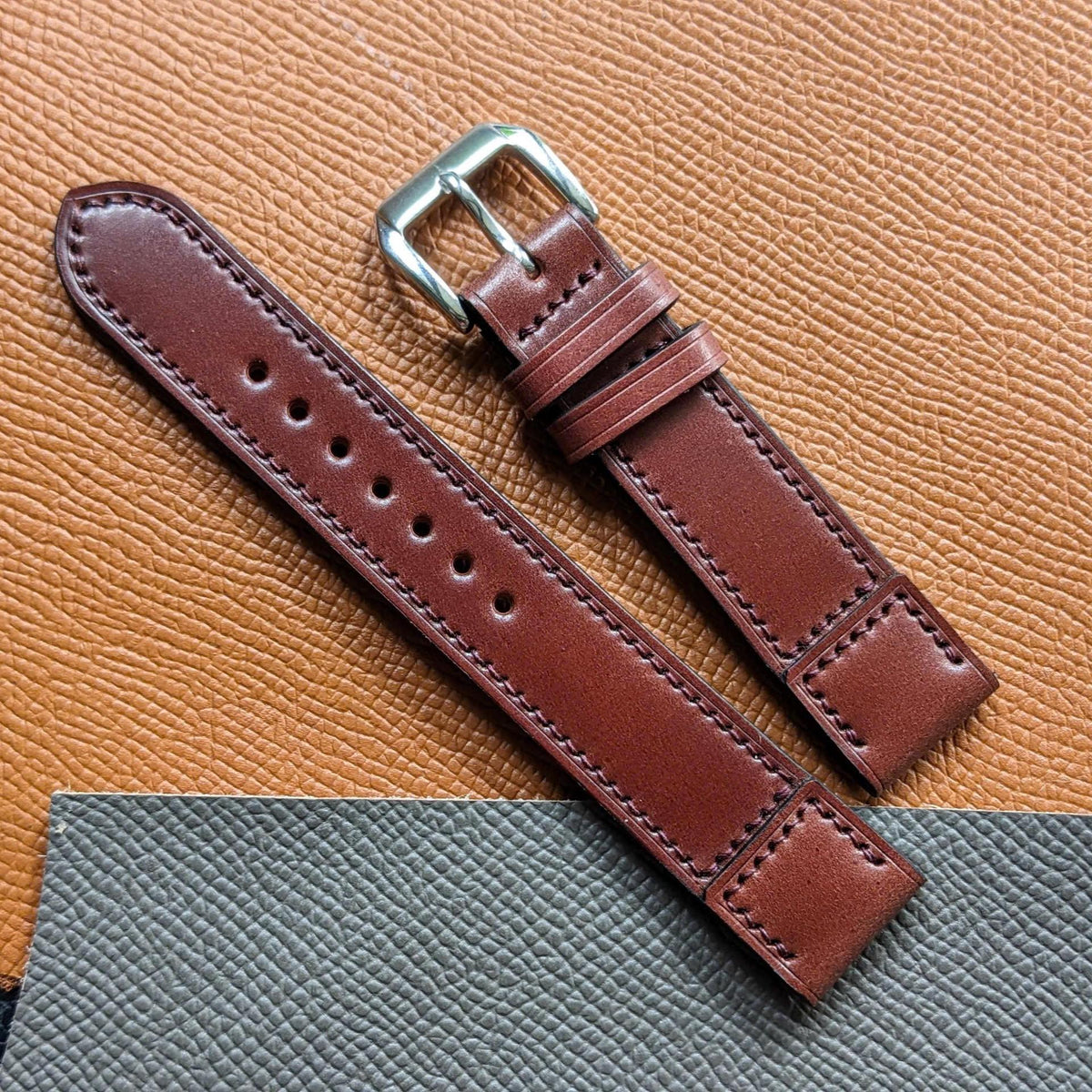 Shell Cordovan Watch Strap – Brown Handmade Leather Band