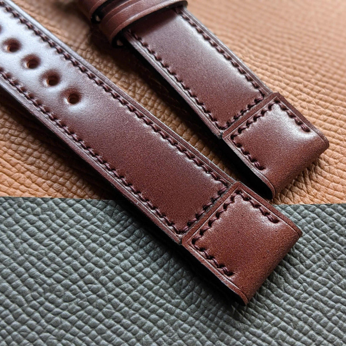 Shell Cordovan Watch Strap – Brown Handmade Leather Band