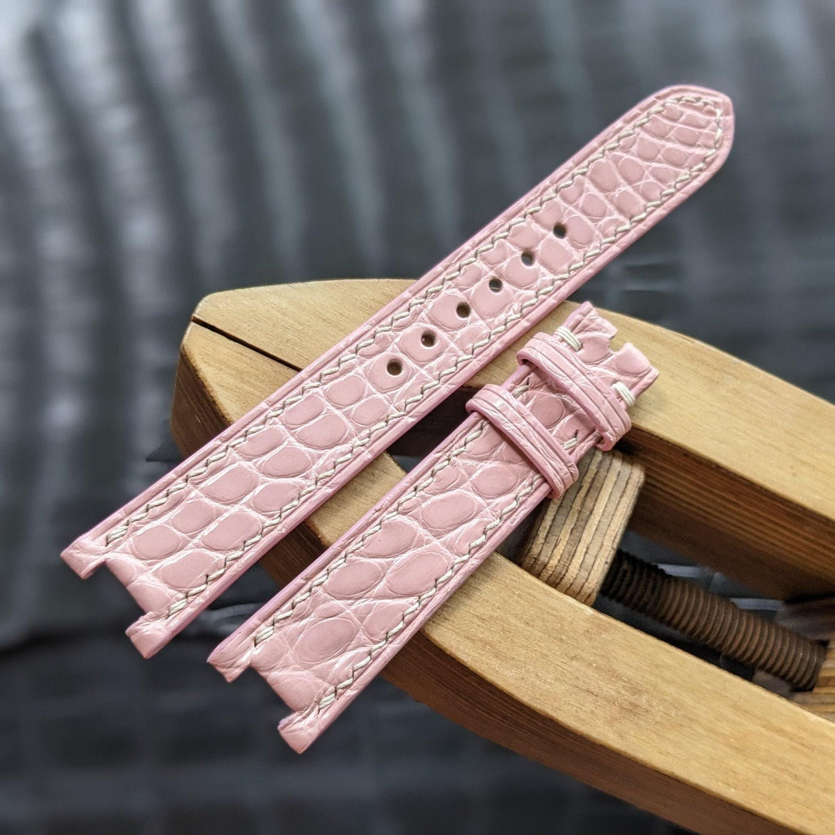 Pink Alligator Leather Watch Strap | Handmade | 18mm to 24mm