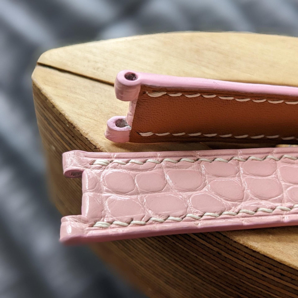 Pink Alligator Leather Watch Strap | Handmade | 18mm to 24mm