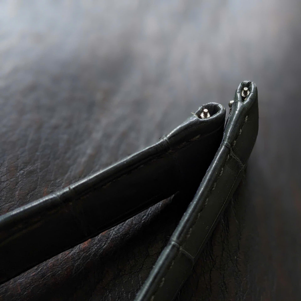 Rolled Edge Alligator Watch Strap | Grey Handcrafted Leather Band