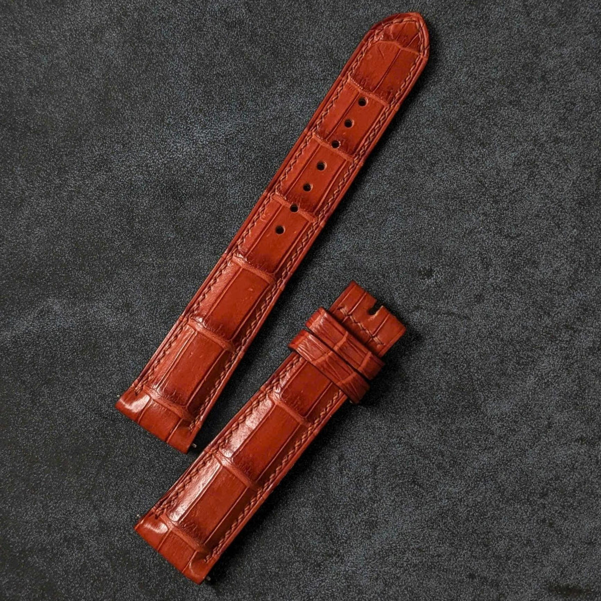 Cognac Alligator Leather Watch Strap with Quick Release Size 18mm-24mm