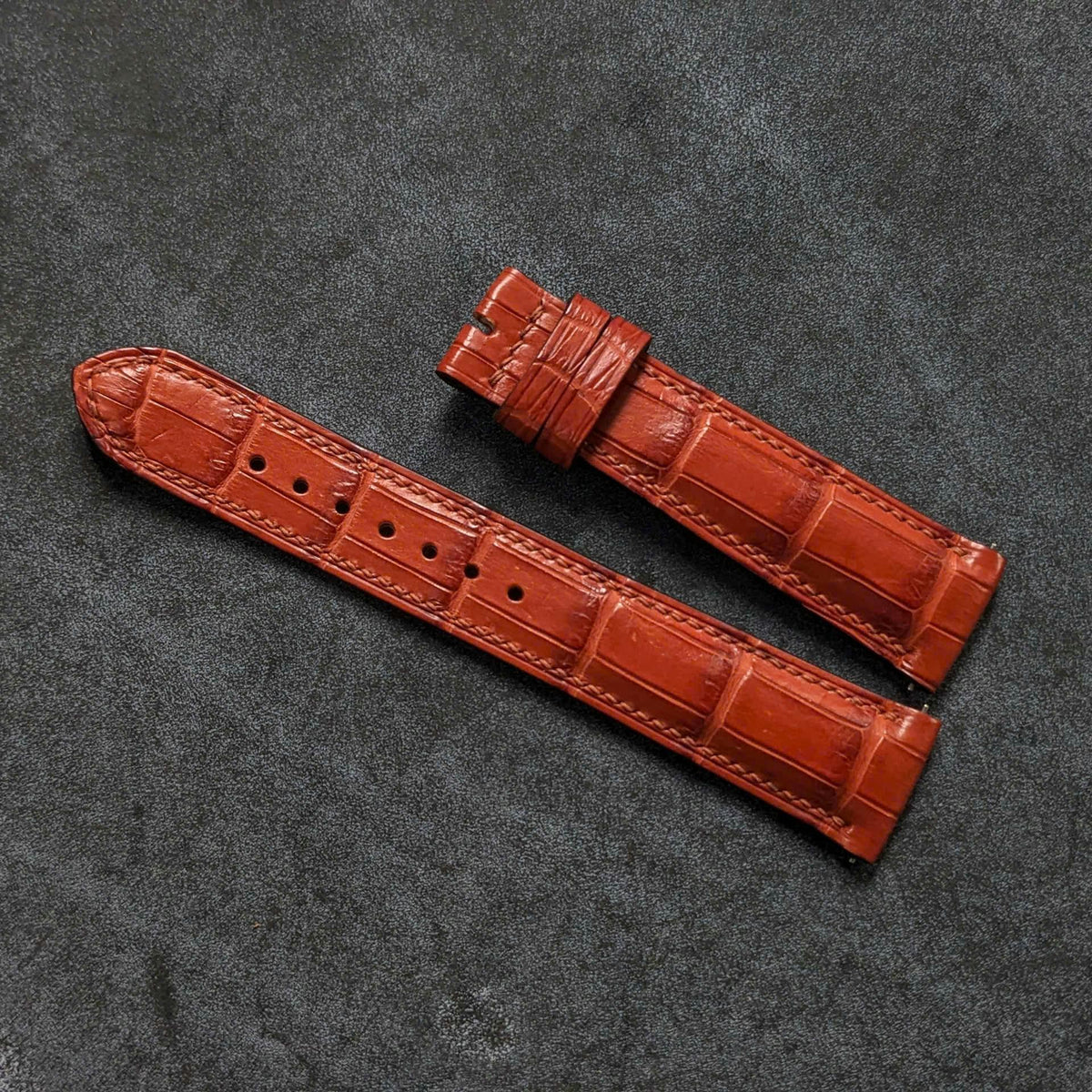 Cognac Alligator Leather Watch Strap with Quick Release Size 18mm-24mm