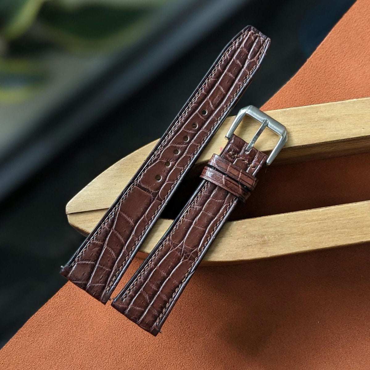 Horizontal Grain Alligator Watch Strap | Rare Texture Handcrafted Leather Band