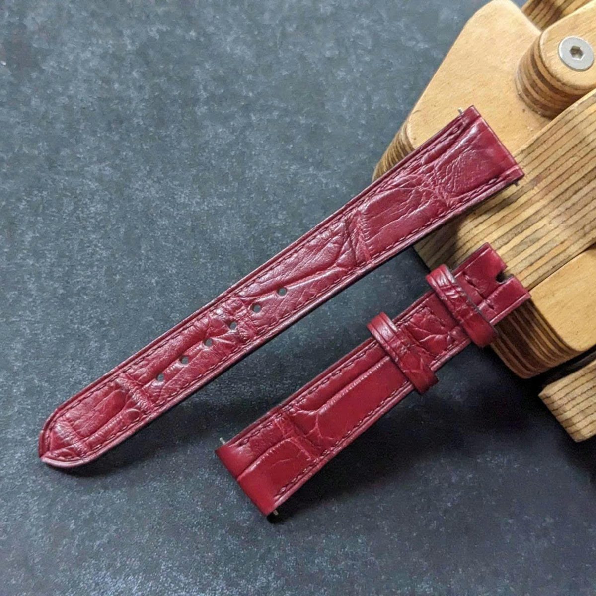 Red Alligator Leather Watch Strap – Handmade Quick Release Band