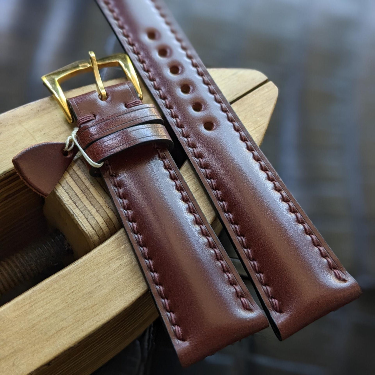 Shell Cordovan Watch Strap – Brown Handmade Leather Band with Zermatt Lining