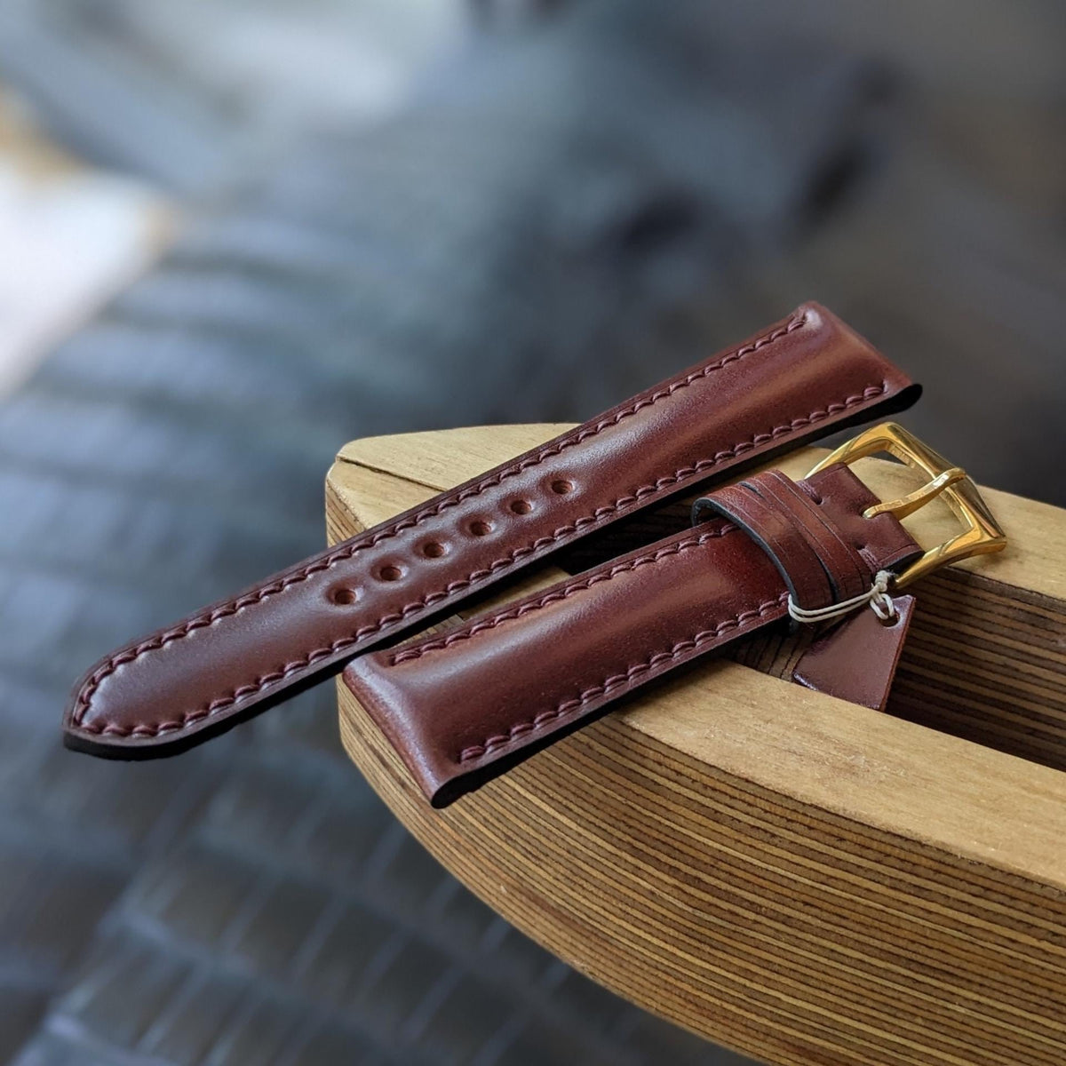 Shell Cordovan Watch Strap – Brown Handmade Leather Band with Zermatt Lining