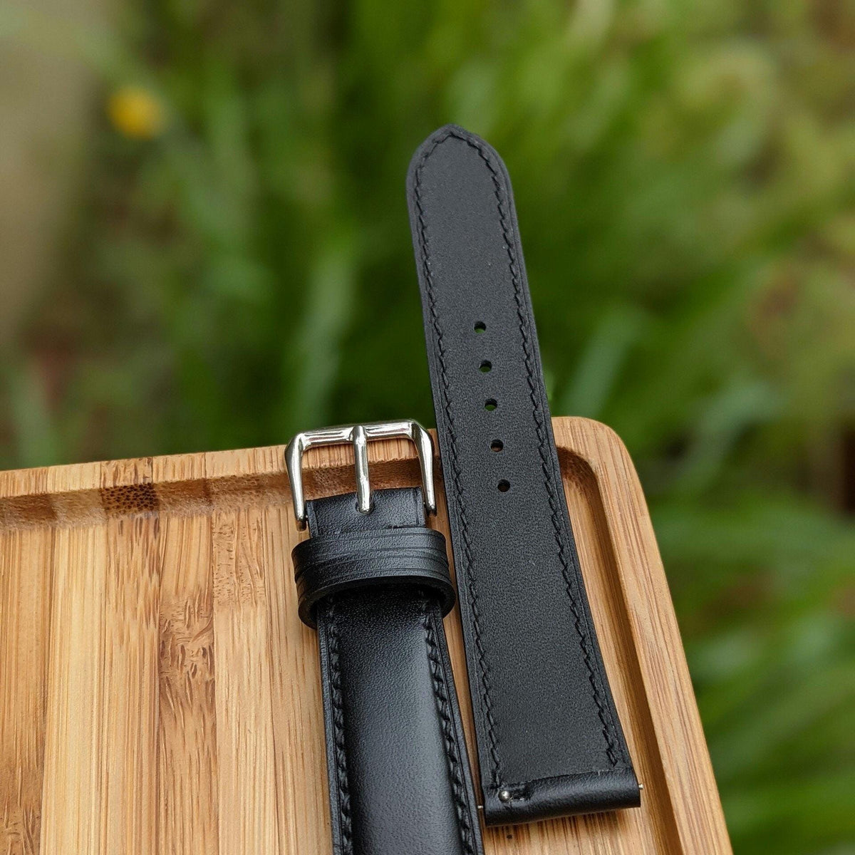 Black Vache Hunter Leather Watch Strap – Handmade | 18mm to 24mm