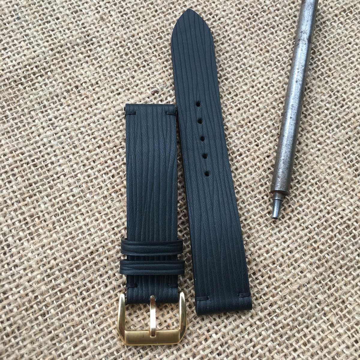 Epi Leather Watch Strap – Black Handmade Leather Band