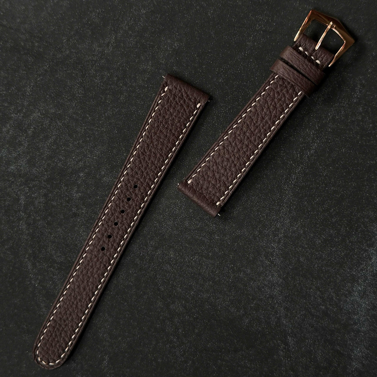 Brown Togo Leather Watch Strap 18mm 20mm 22mm 24mm, Custom Handmade Calfskin Watch Band.