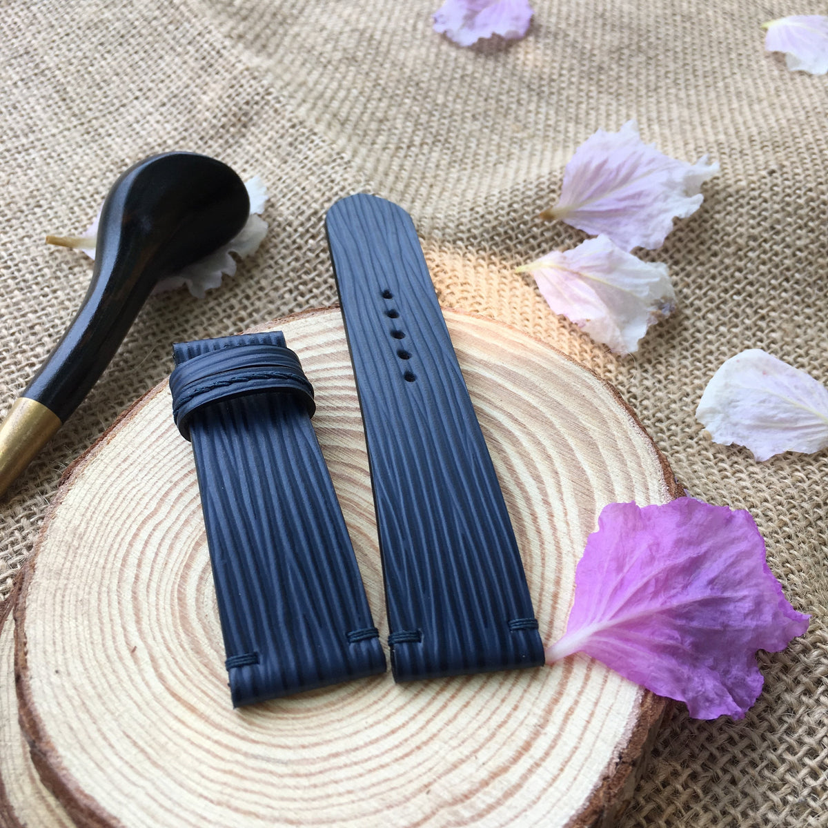 Blue Epi Leather Watch Strap – Handmade Custom Fit