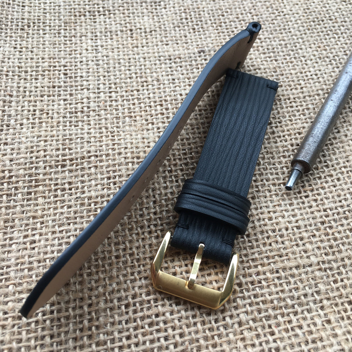 Epi Leather Watch Strap – Black Handmade Leather Band