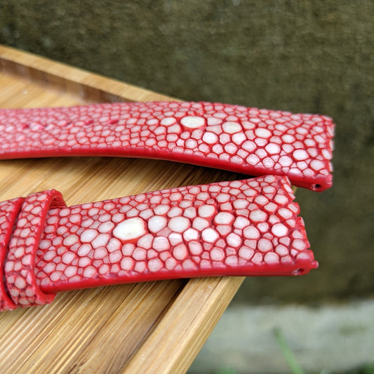 Red Stingray Leather Watch Band: Handmade Personalized Strap