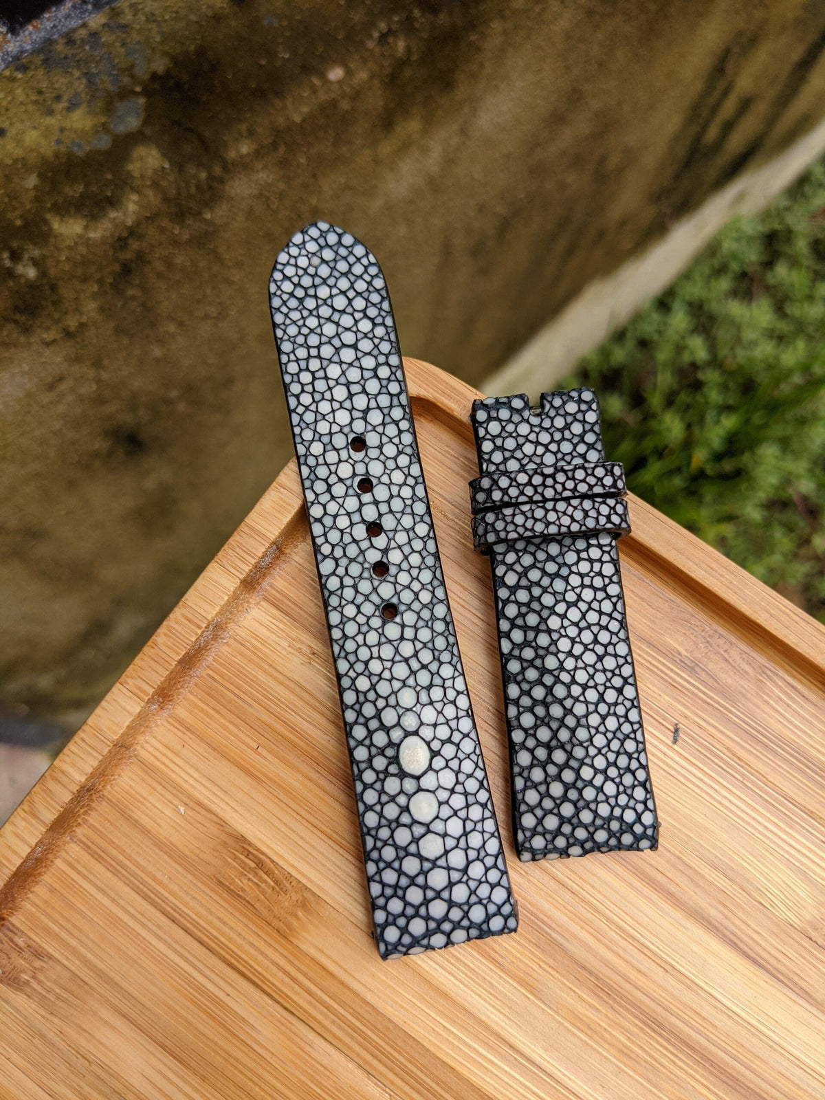 Handmade Black Stingray Leather Watch Band, Personalized Gift