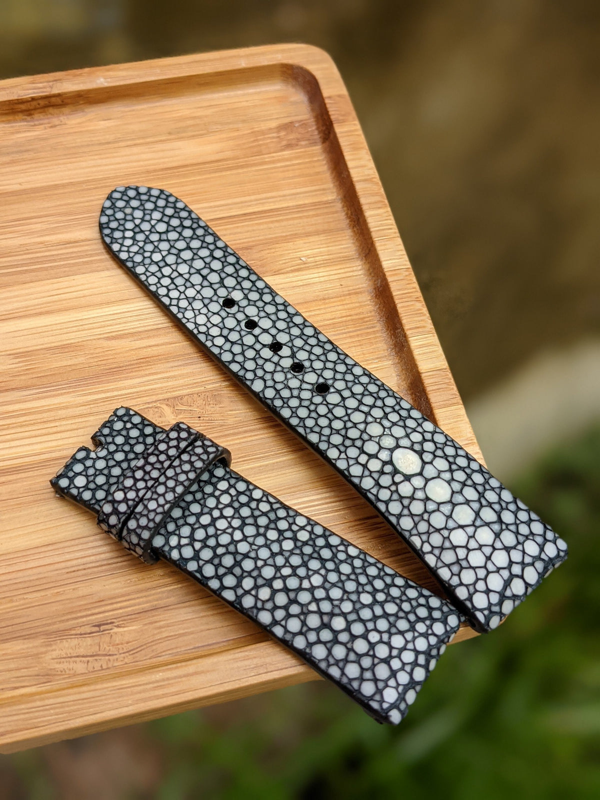 Handmade Black Stingray Leather Watch Band, Personalized Gift