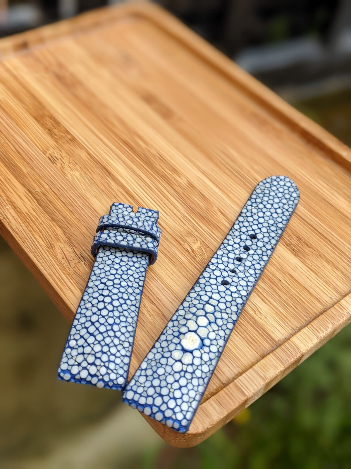 Blue Stingray Leather Watch Strap – Handmade Personalized | 18mm to 24mm