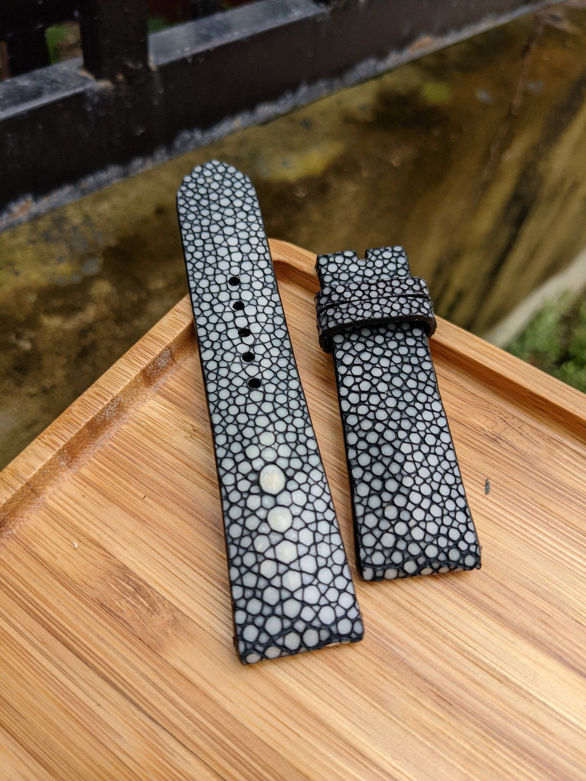 Handmade Black Stingray Leather Watch Band, Personalized Gift