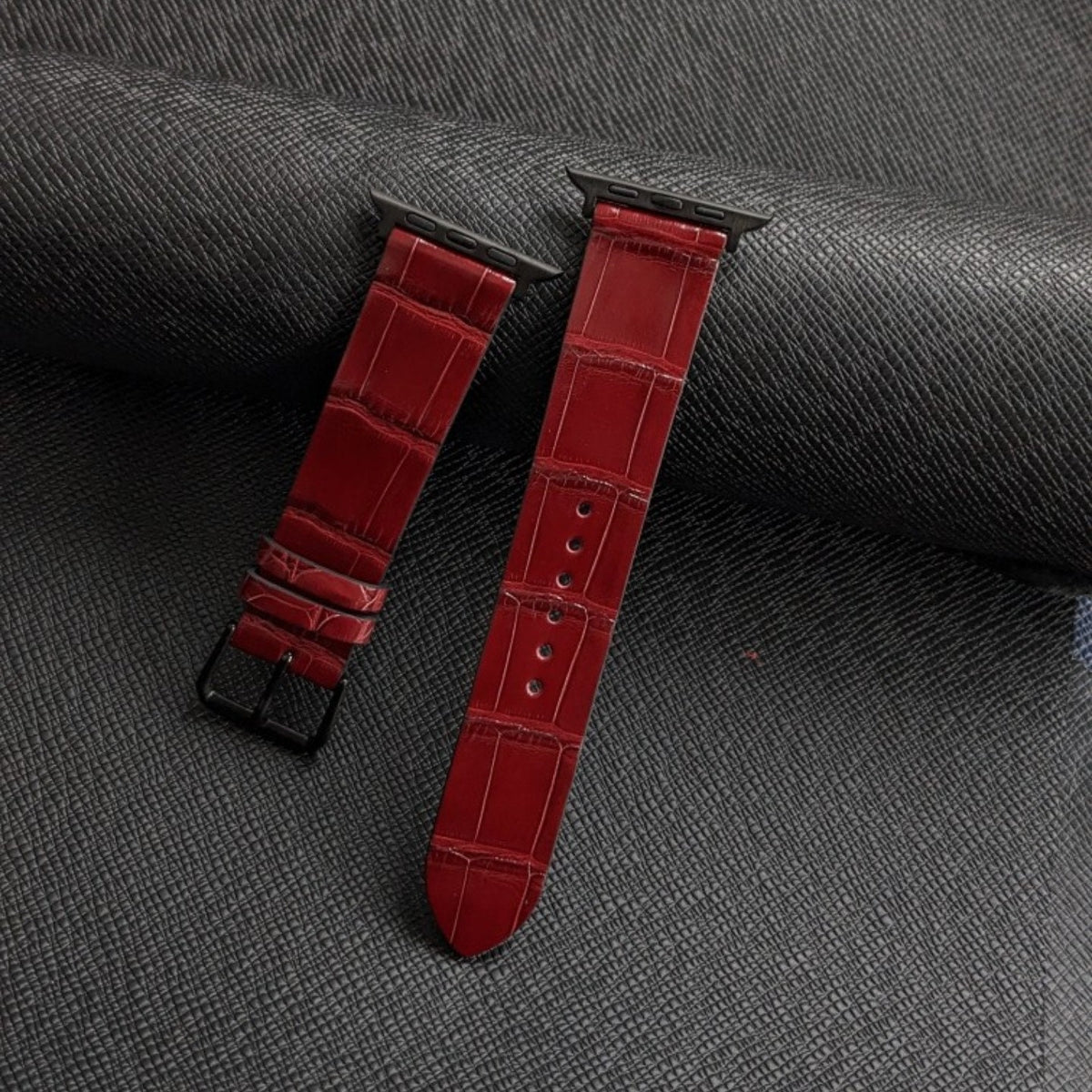 Bordeaux Alligator Leather For Apple Watch Watch band size 18mm-24mm