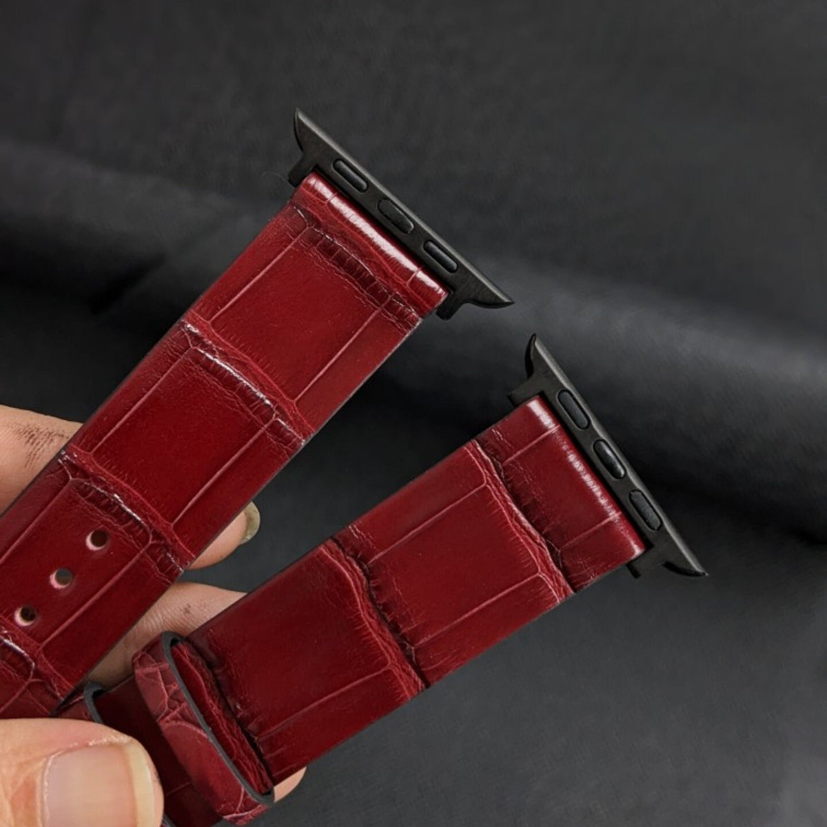 Bordeaux Alligator Leather For Apple Watch Watch band size 18mm-24mm