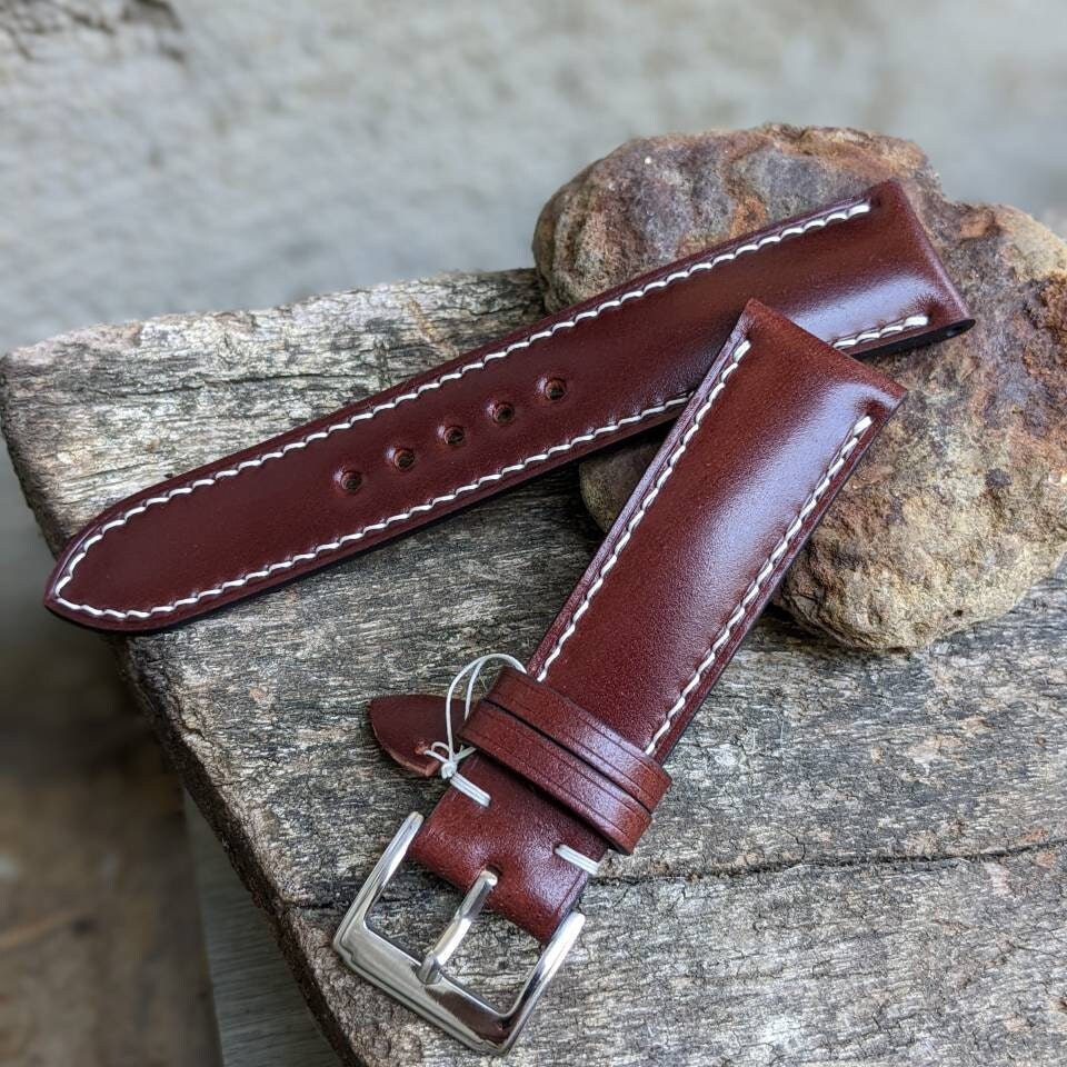 Brown Horween Shell Cordovan Watch Strap – Handmade | 18mm to 24mm