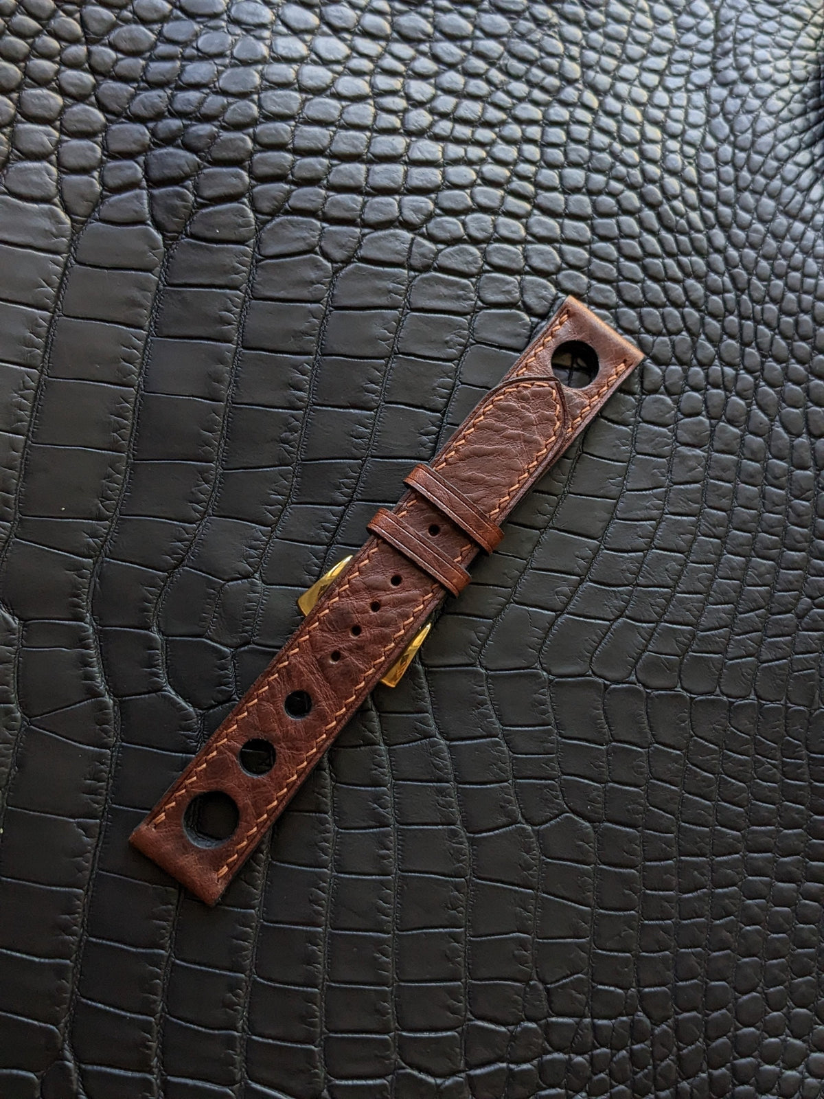 Brown Vachetta Leather Rally Watch Strap: 18mm-24mm