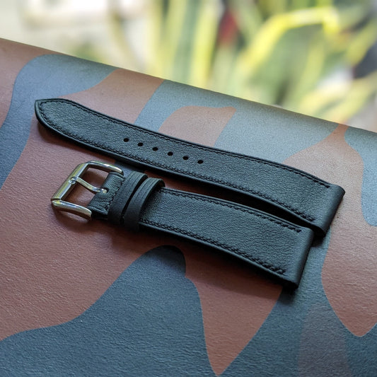 Black Swift Leather Watch Strap – Handmade | 18mm to 24mm