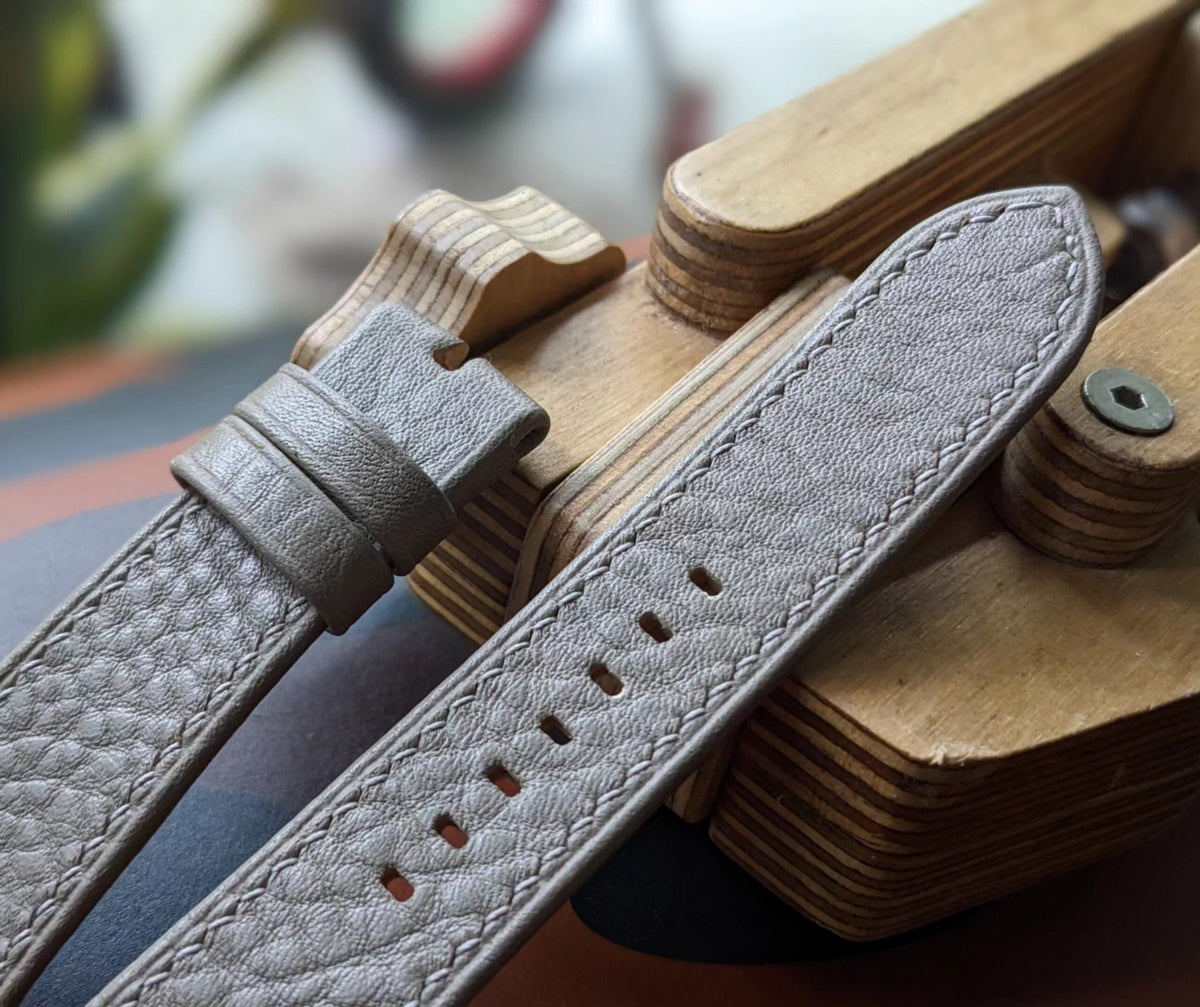 Rolled Edge Calfskin Leather Watch Strap – Handmade | 18mm to 24mm