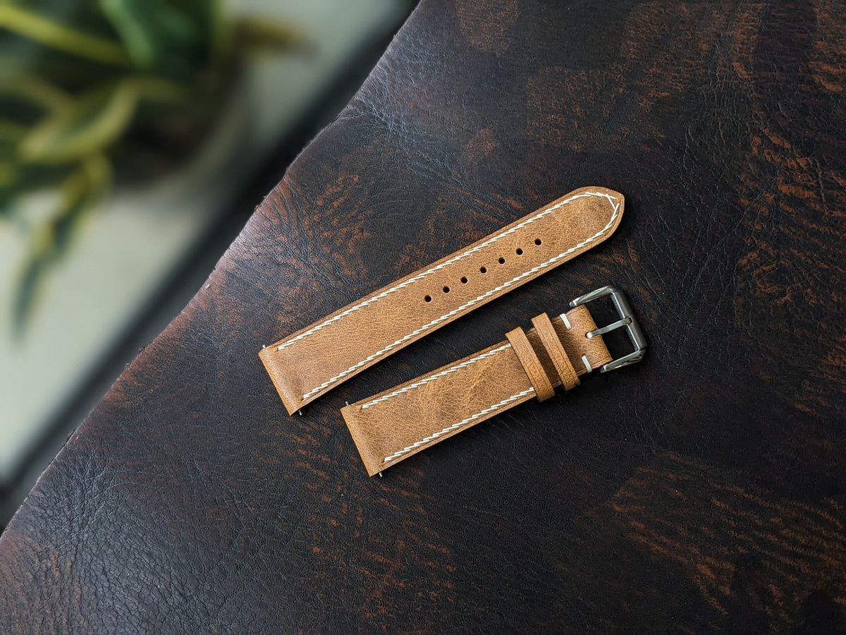Crazy Horse Leather Watch Strap, Quick Release, Personalized Gift