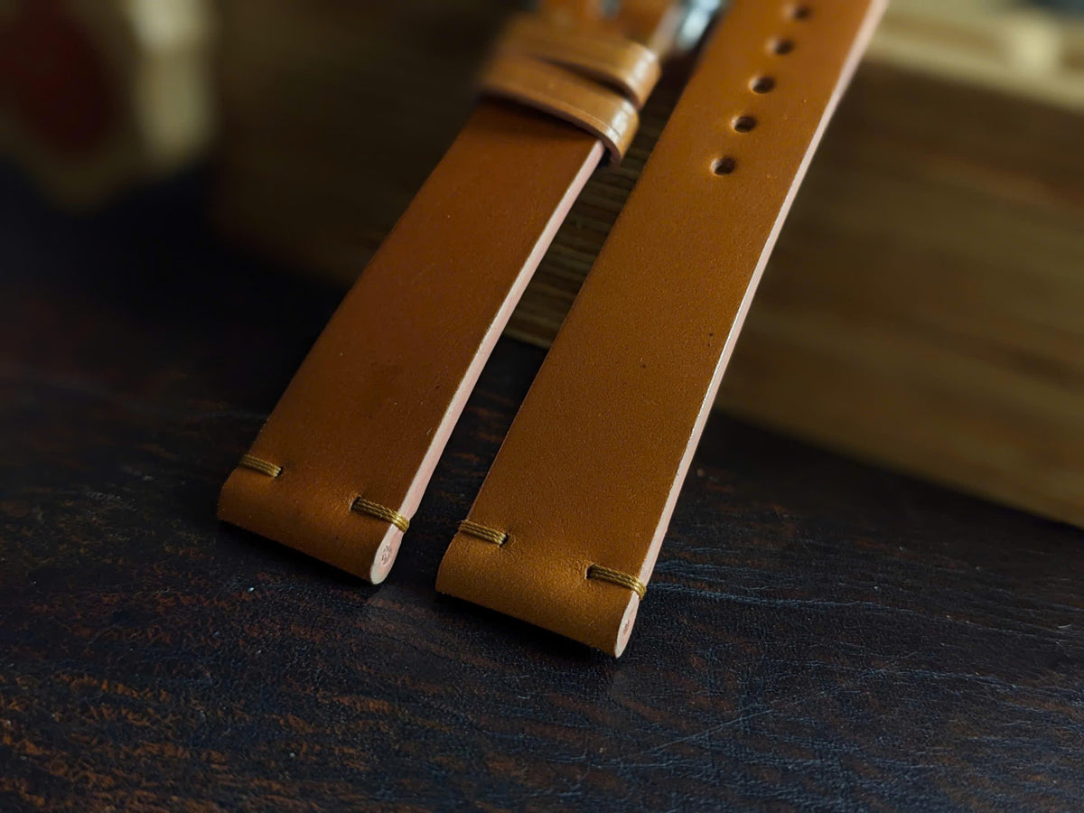 Whisky Shell Cordovan Watch Strap – Shinki Hakiku Leather | Handmade | 18mm to 24mm