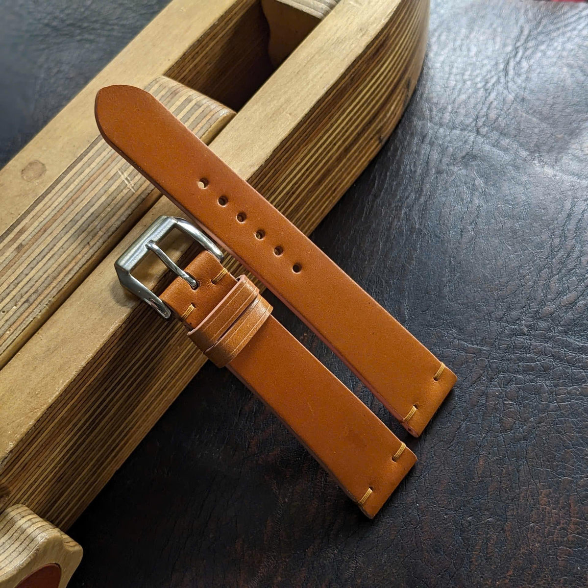 Whisky Shell Cordovan Watch Strap – Shinki Hakiku Leather | Handmade | 18mm to 24mm