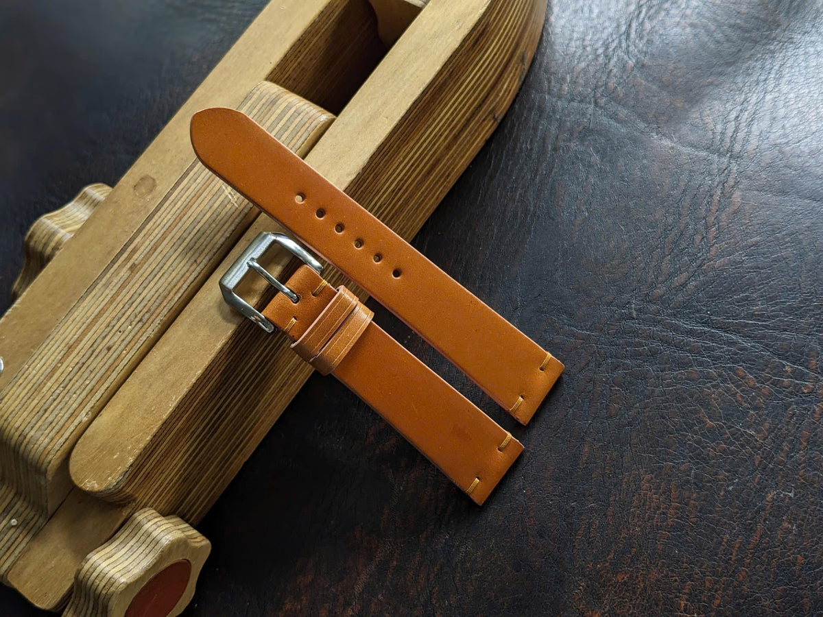 Whisky Shell Cordovan Watch Strap – Shinki Hakiku Leather | Handmade | 18mm to 24mm